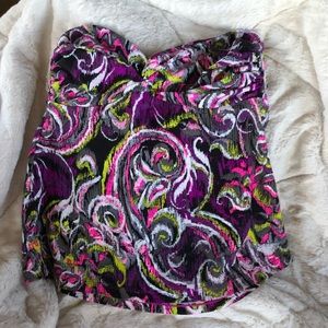 Converse Tankini Top Swirl Design Multi-Colored Strapkess Blouson Twist Top EUC